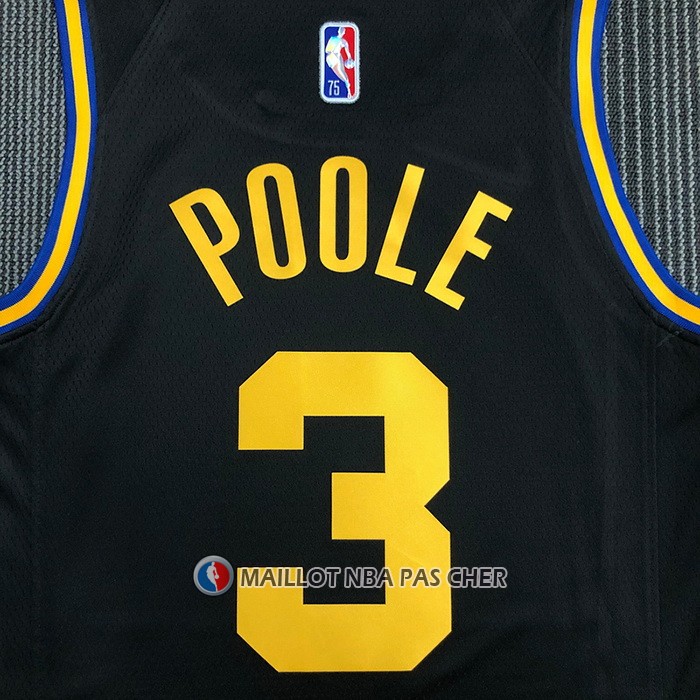 Maillot Golden State Warriors Jordan Poole NO 3 Ville 2021-22 Noir
